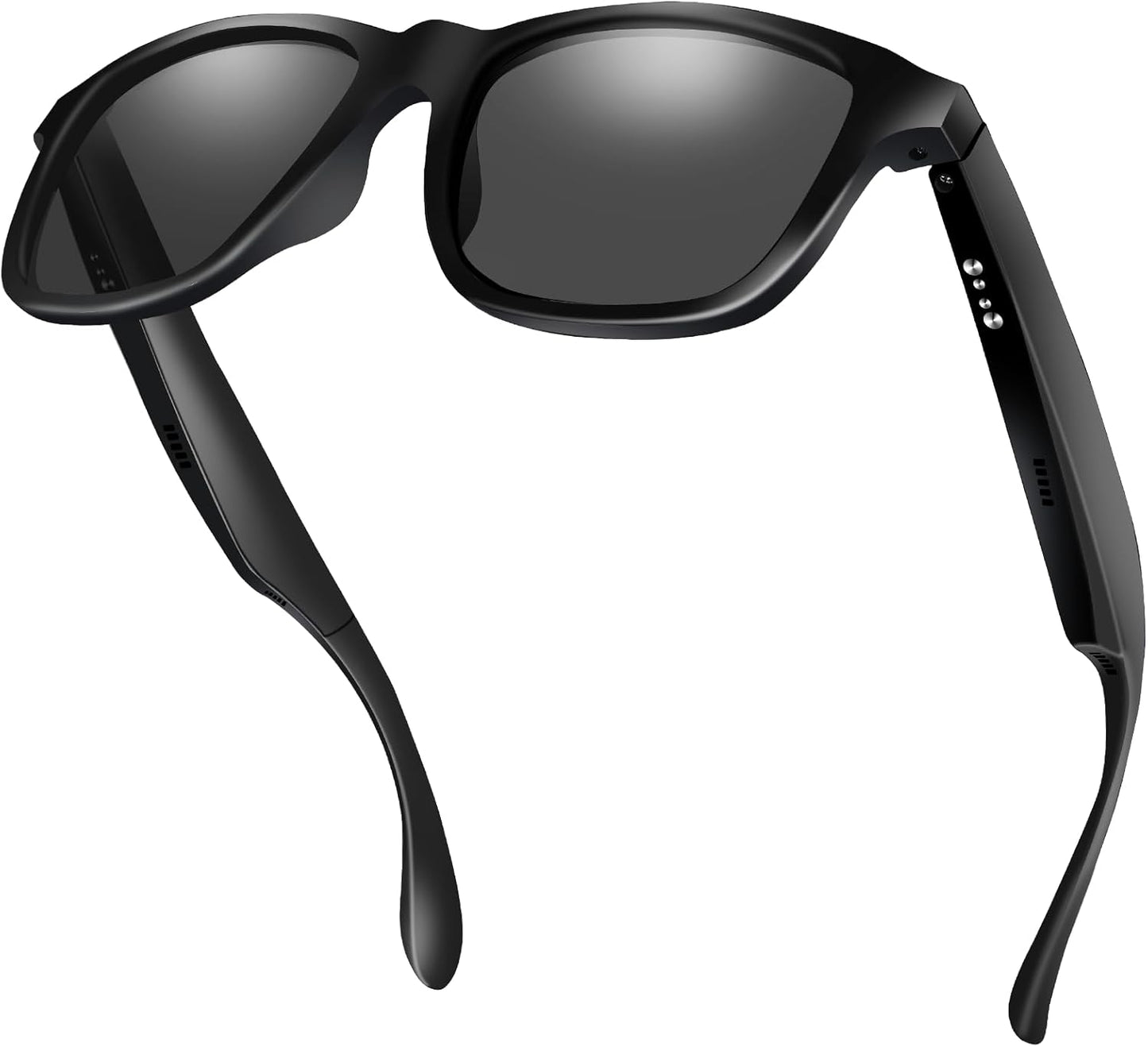 ALOUS Smart Glasses for Men & Women,Bluetooth Glasses with Open Ear Sound Mic & Speakers, Intelligent Touch,Magnetic Charging,Indoor/Outdoor UV Protection and Voice Assistant (Blue Lens) Black