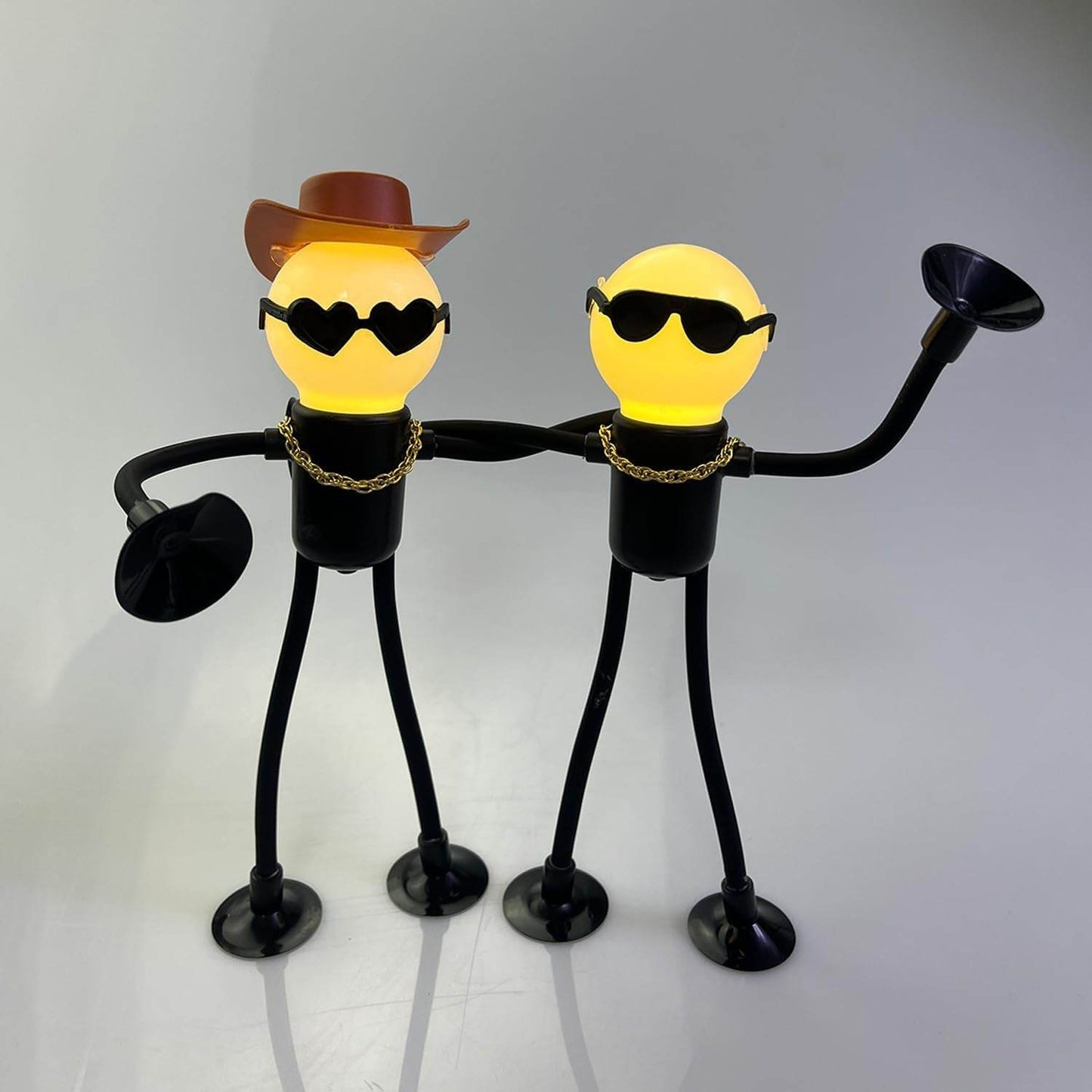 2 Pack Changeable Shape Funny Sportsman Night Light, Fun Night Light with Suction Cup, Versatile Creative Dormitory Small Desk Lamp Light Bulb Person - Send 10 Batteries as (Black)