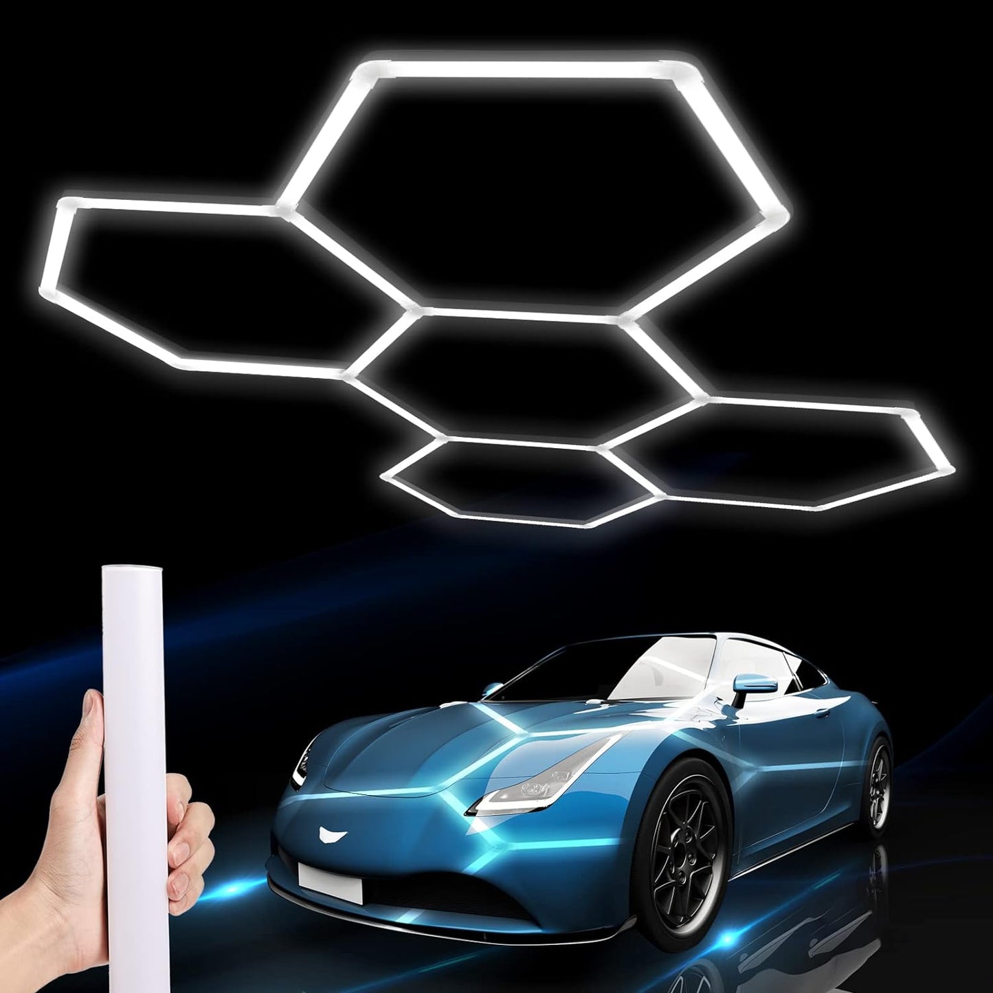 Hexagon LED Garage Light: 25 Pack Updated Bigger Size, 26400LM Super Bright Car Detailing Ceiling LED Shop Light for Warehouse Workshop Gym Basement Car Care Wash Room White 25-Packs (5-Hex)