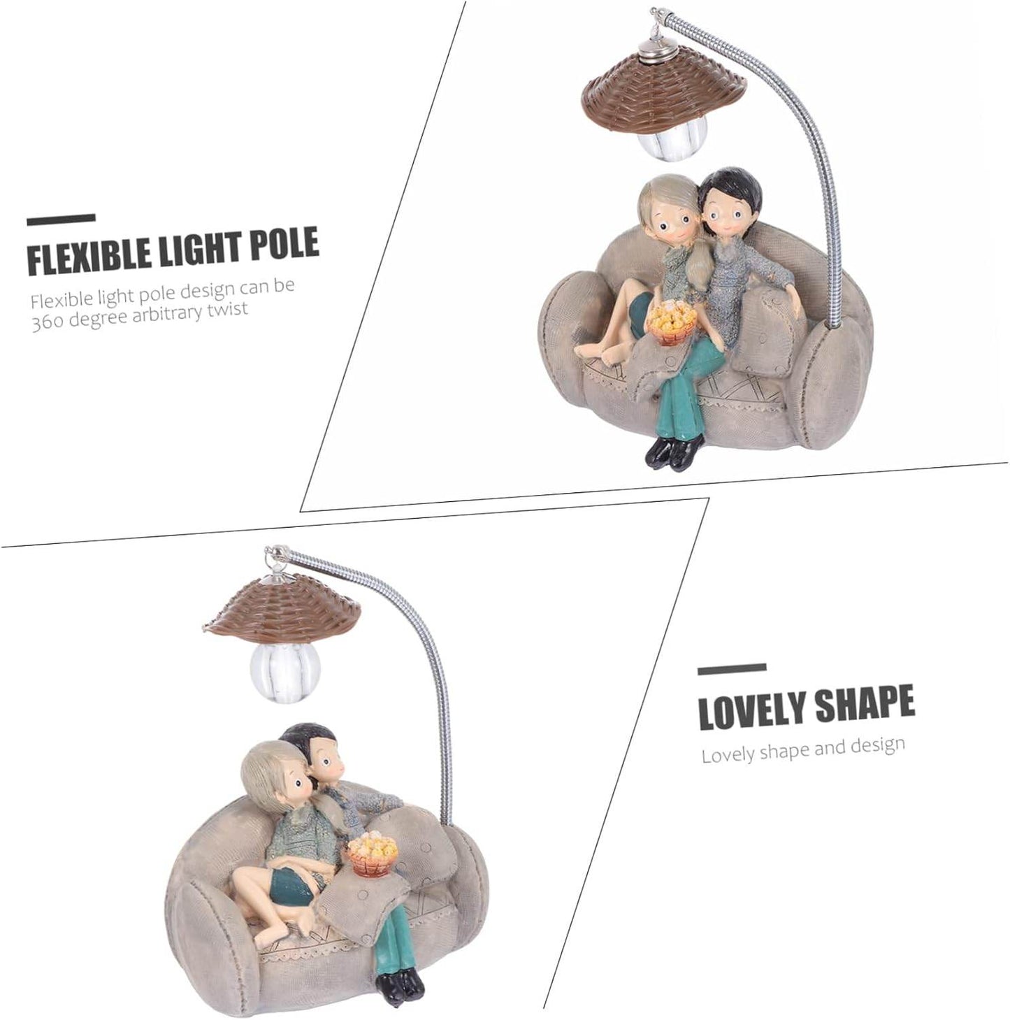 UKCOCO Desktop Resin Craft Lamp Cartoon Couple Night Light Stylish Decor for Room Random Style