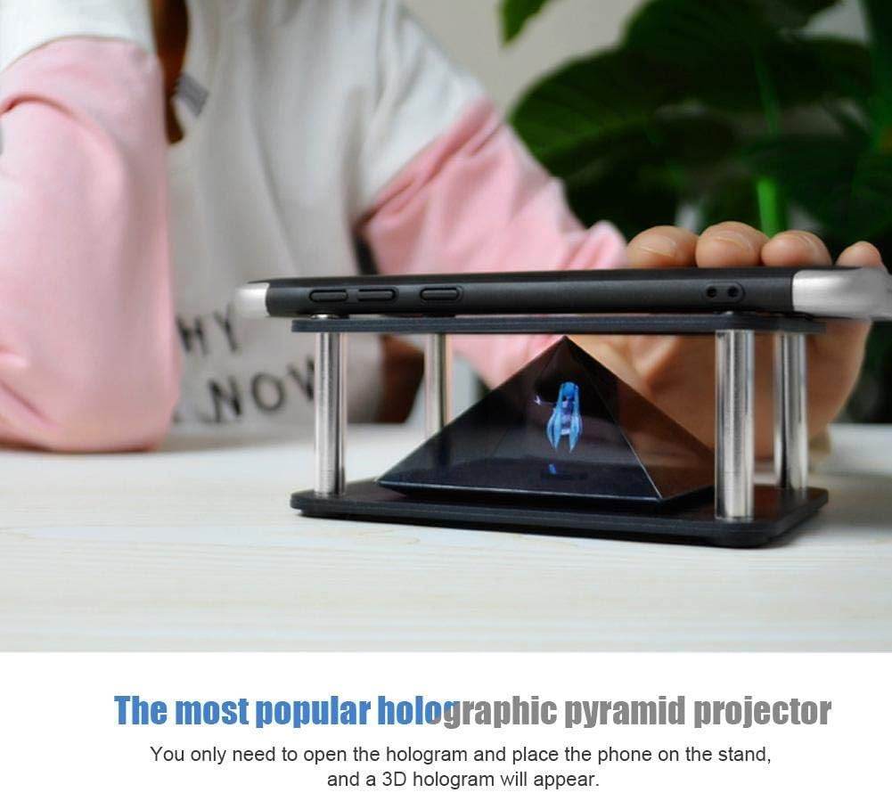 3D Holographic Display Stands,Projector 3.5-6Inch Mobile Smartphone Hologram Bracket,360° Images Holographic Display Stands Projector,For Ad Display/Cartoon Interaction/Entertainment/Gift