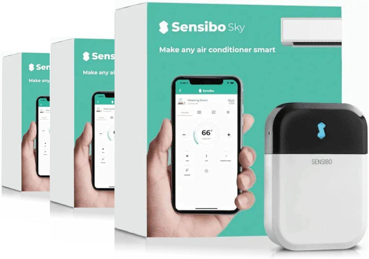 Sensibo Sky, Smart Wireless Air Conditioner Controller. Quick & Easy DIY Installation. Maintains Comfort with Energy Efficient. Automatic Wifi Thermostat Control App. Google, Alexa and Siri Compatible Sky White 3 Pack