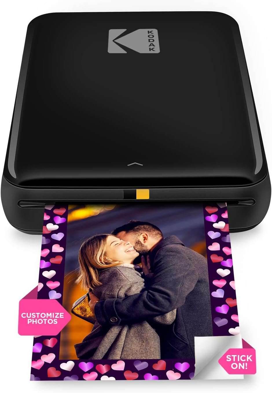 KODAK Step Instant Smartphone Photo Printer - Portable Mini Color Wireless Mobile Printer - Zink 2X3” Sticky-Back Photos - Bluetooth Compatible with Ios & Android Devices - Fun Editing App - White Black Printer