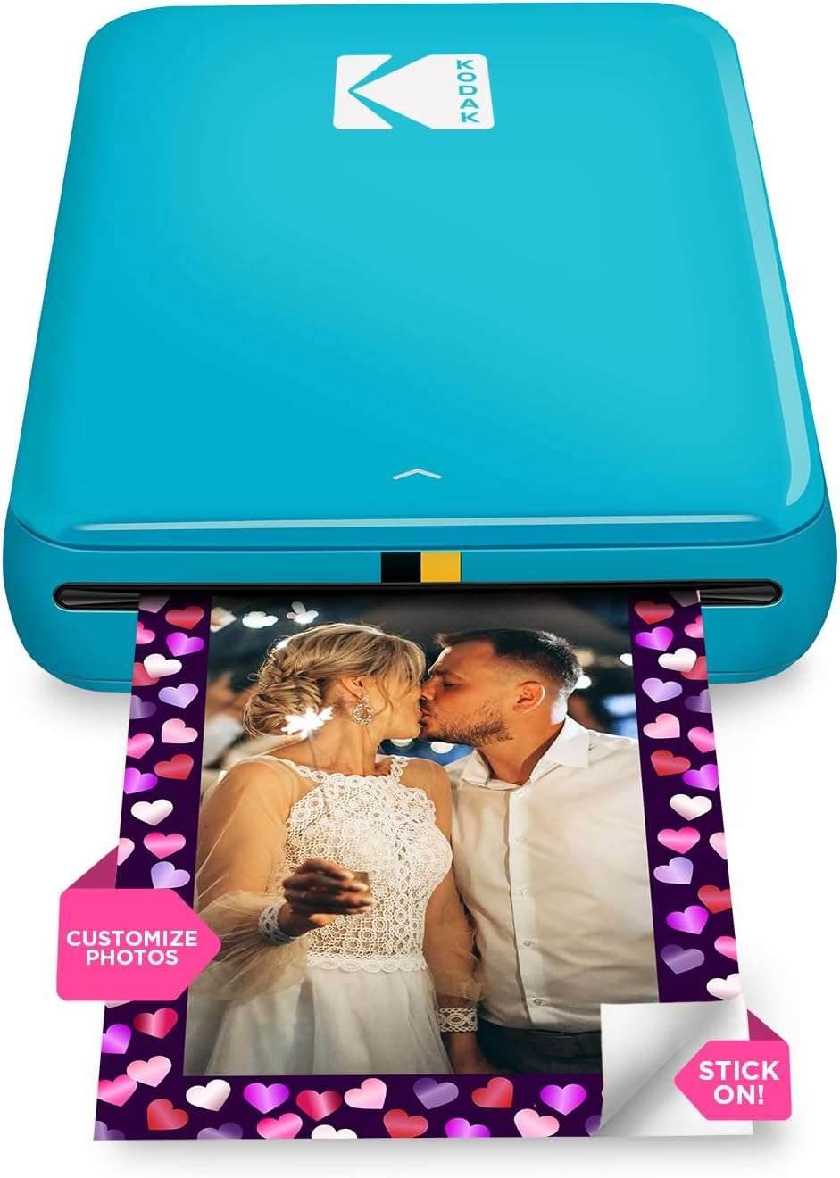 KODAK Step Instant Smartphone Photo Printer - Portable Mini Color Wireless Mobile Printer - Zink 2X3” Sticky-Back Photos - Bluetooth Compatible with Ios & Android Devices - Fun Editing App - White Blue Printer