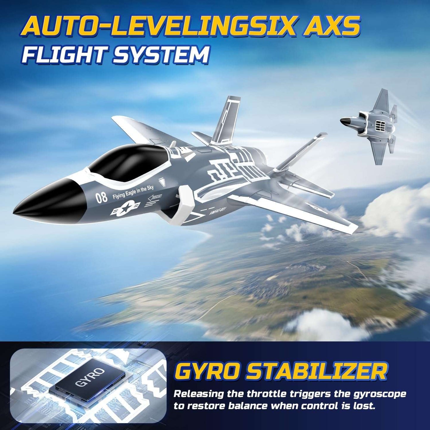 DEERC F35 4 Channel Brushless RC Plane for Adults Remote Control Airplane Ducted Fans Fighter Jet,2.4Ghz 6-Axis Gyro Stabilizer RTF Hobby Glider Aircraft Plane Easy to Fly for Advance Player