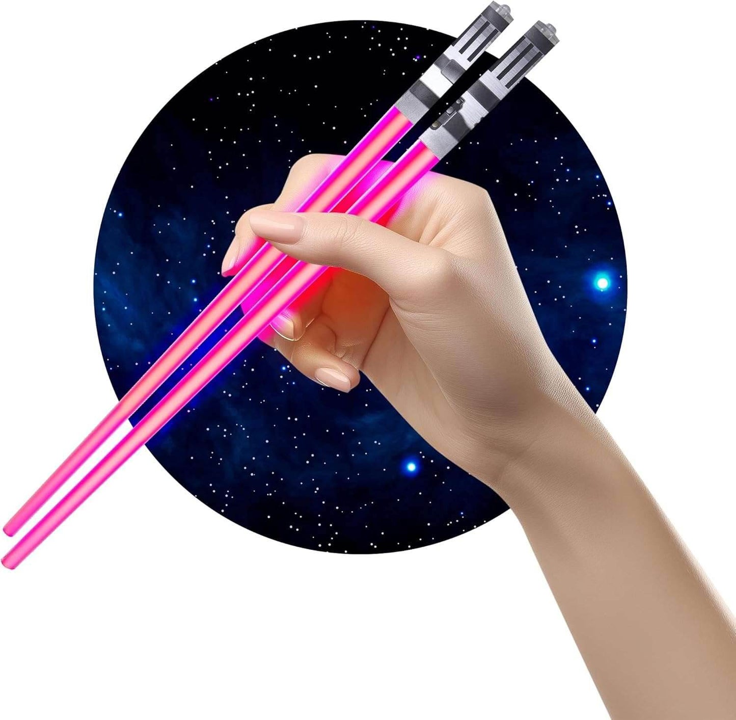 Lightsaber Chopsticks Light up - LED Glowing Light Saber Star Wars Chop Sticks - Reusable Sushi Lightup Sabers Chopstick Set of 1 Blue Pair Pink 1 Pairs