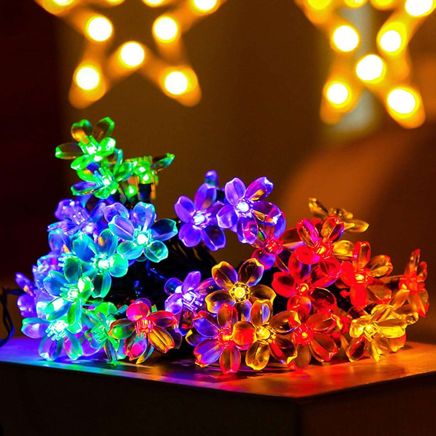 Warm White Flower String Lights with Timer, Cute 33Ft 100 LED USB Plug in Lighted Fairy Cherry Blossom Easter Christmas Tree Decorative Twinkle Lights for Bedroom Camping Tent Wall Hanging Multicolor