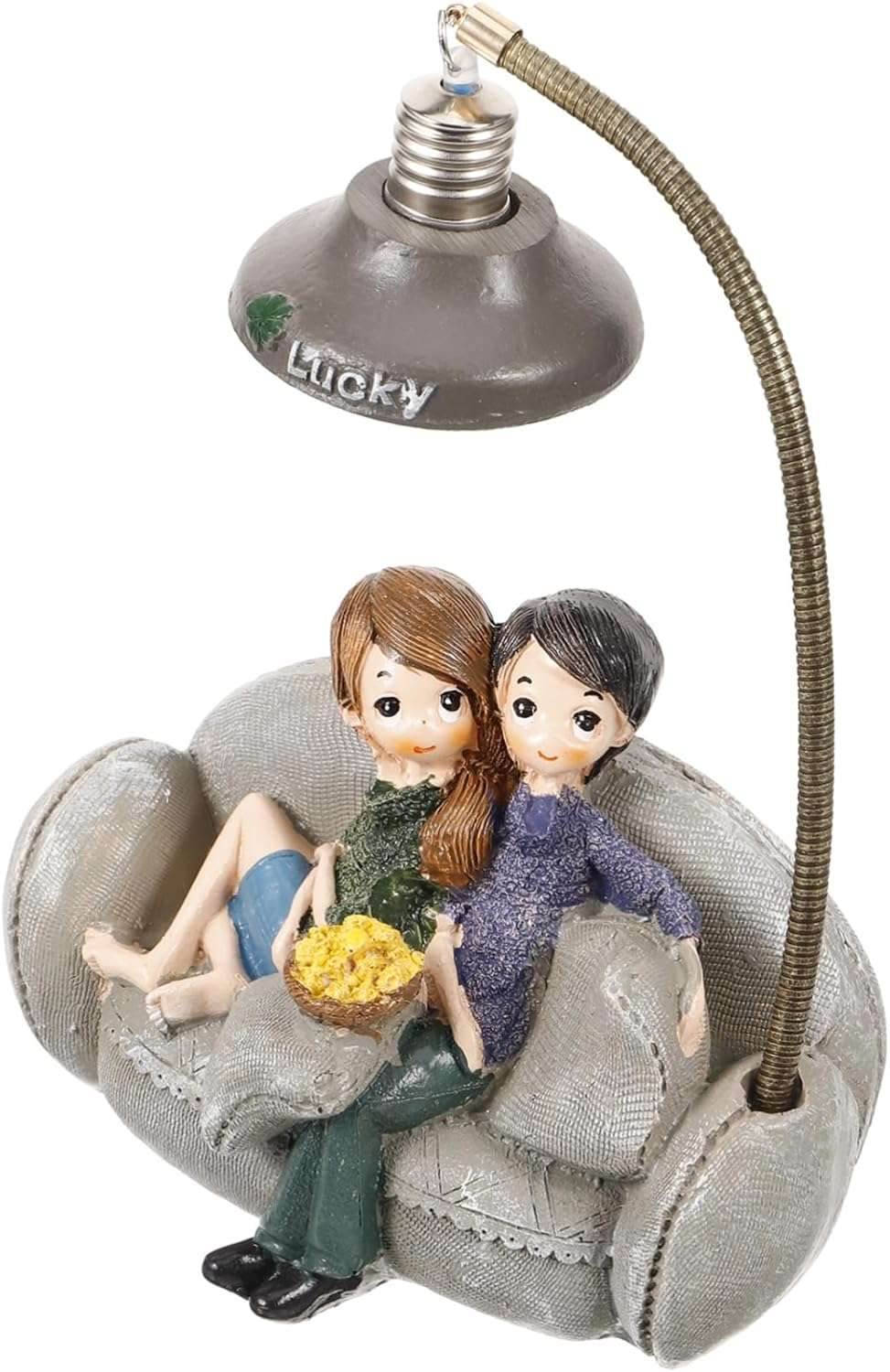 UKCOCO Desktop Resin Craft Lamp Cartoon Couple Night Light Stylish Decor for Room Random Style As Shown 2 13.00X11.00X6.50Cm