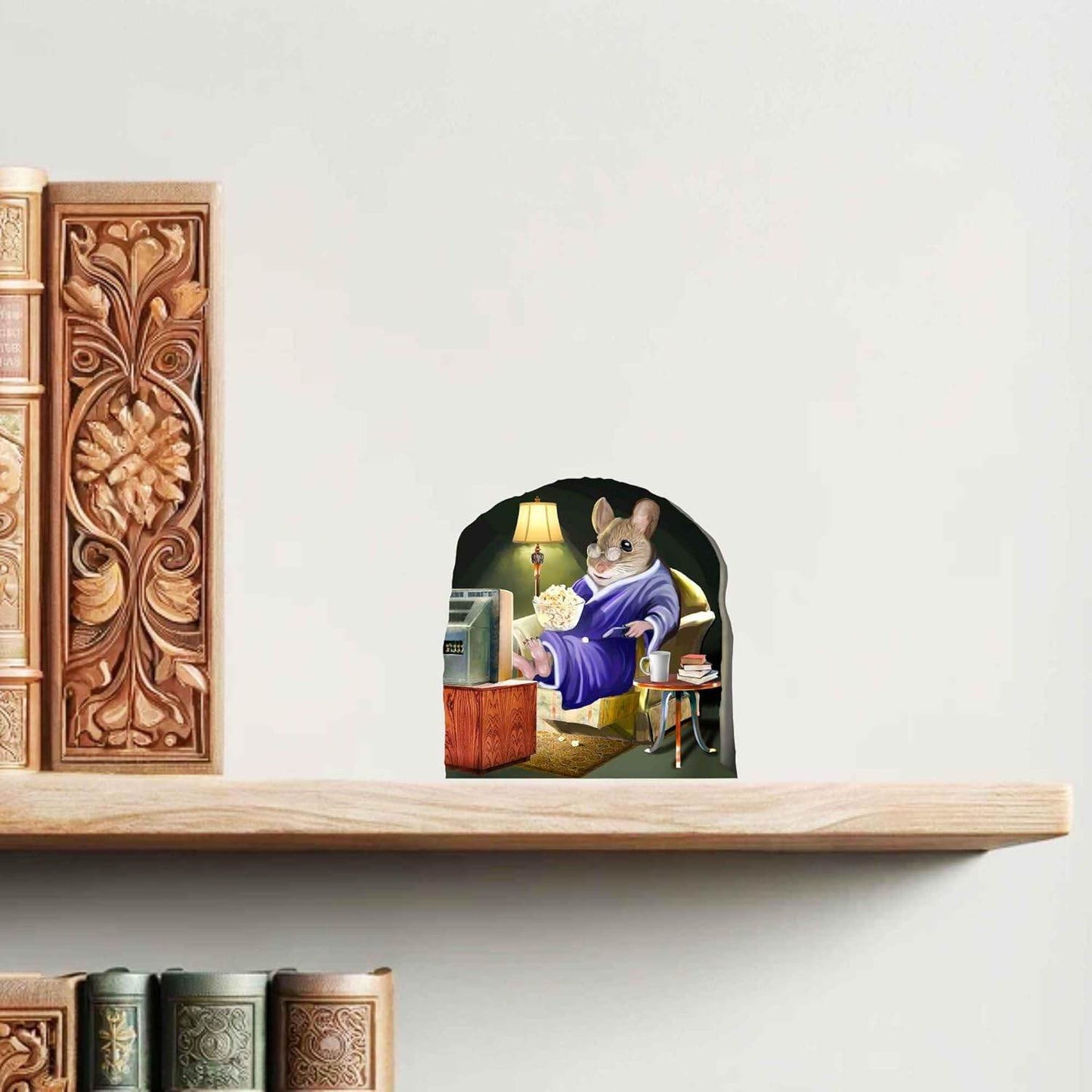 3D Wall Decor Mouse Watching TV in Mouse Hole - Removable Wall Sticker Mural - Kids Room Decor, Fun Home Decor, Unique Gift Idea - Mouse Potato