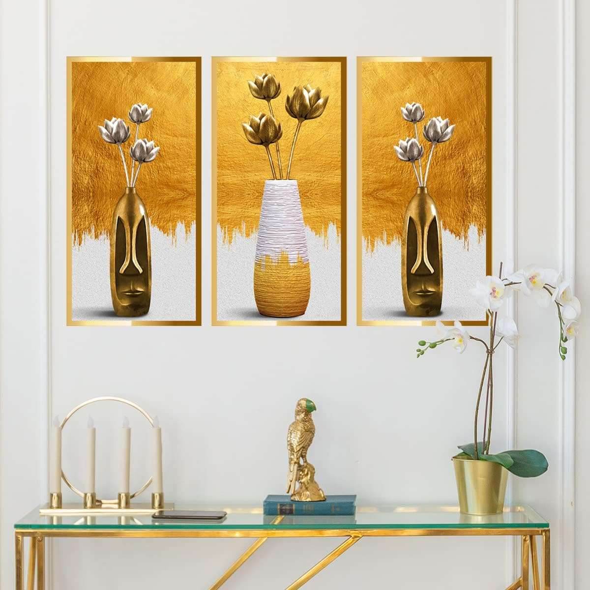 3D Vase Wall Stickers 2Pcs Magnolia Flower Wall Decals Morden Art Magic Pictures Self Adhesive Wall Art Decor for Aisle Entrance Bedroom Living Room Sofa Backdrop Yoga Room Wall Decor (SW-ATW1500)