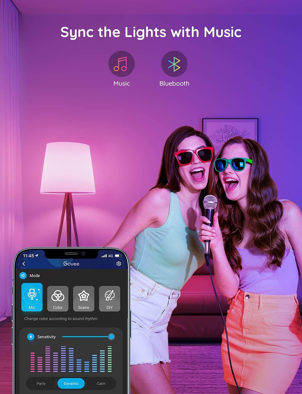 Govee Smart Light Bulbs, Color Changing Light Bulb, Work with Alexa and Google Assistant, 16 Million Colors RGBWW, Wifi & Bluetooth LED Light Bulbs, Music Sync, A19, 800 Lumens, 4 Pack