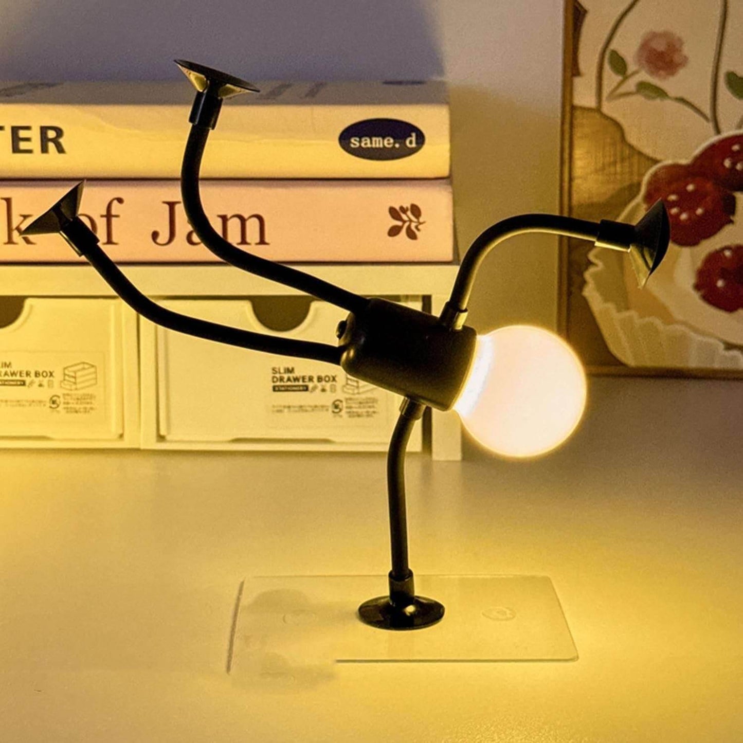 2 Pack Changeable Shape Funny Sportsman Night Light, Fun Night Light with Suction Cup, Versatile Creative Dormitory Small Desk Lamp Light Bulb Person - Send 10 Batteries as (Black)