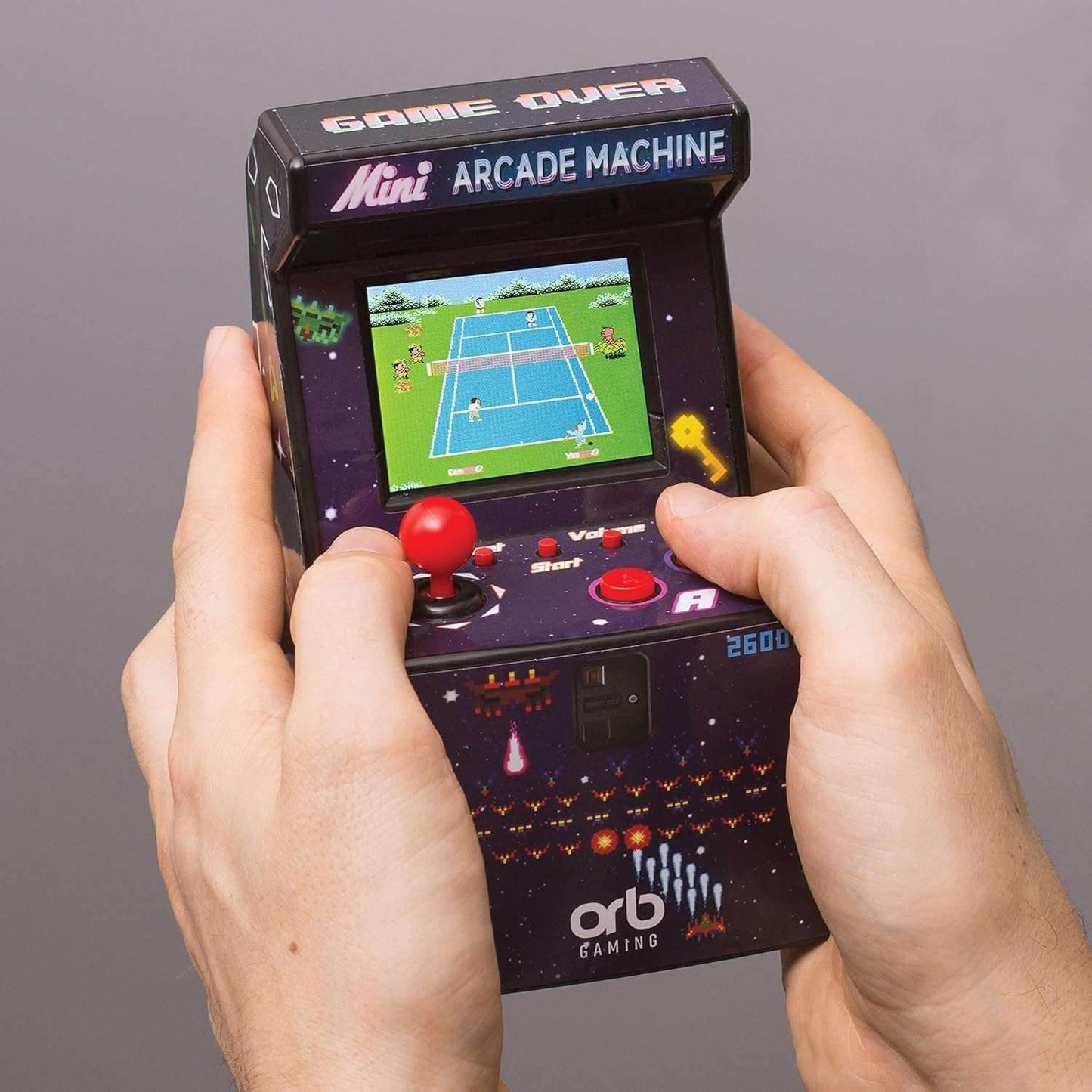 Thumbs up Mini Arcade Machine, 240 In-Built Games, 8-Bit Retro Arcade Games, 2.5” Full Colour Screen, 8-Way Joystick, 2 Buttons, Volume Control