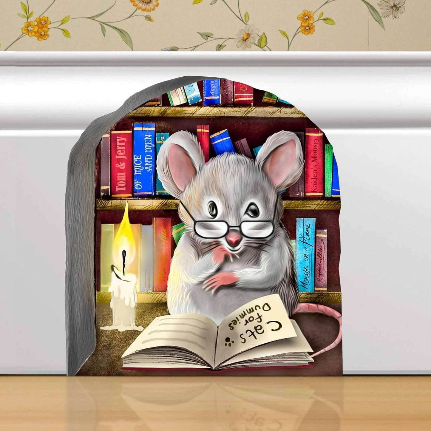 3D Wall Decor Mouse Watching TV in Mouse Hole - Removable Wall Sticker Mural - Kids Room Decor, Fun Home Decor, Unique Gift Idea - Mouse Potato
