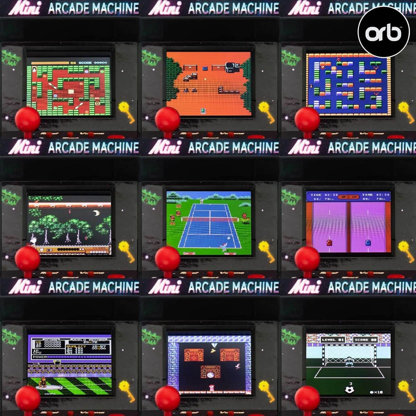 Thumbs up Mini Arcade Machine, 240 In-Built Games, 8-Bit Retro Arcade Games, 2.5” Full Colour Screen, 8-Way Joystick, 2 Buttons, Volume Control