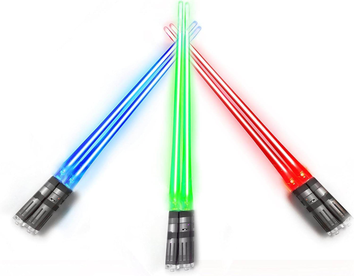 Lightsaber Chopsticks Light up - LED Glowing Light Saber Star Wars Chop Sticks - Reusable Sushi Lightup Sabers Chopstick Set of 1 Blue Pair Red Green Blue 3 Pairs
