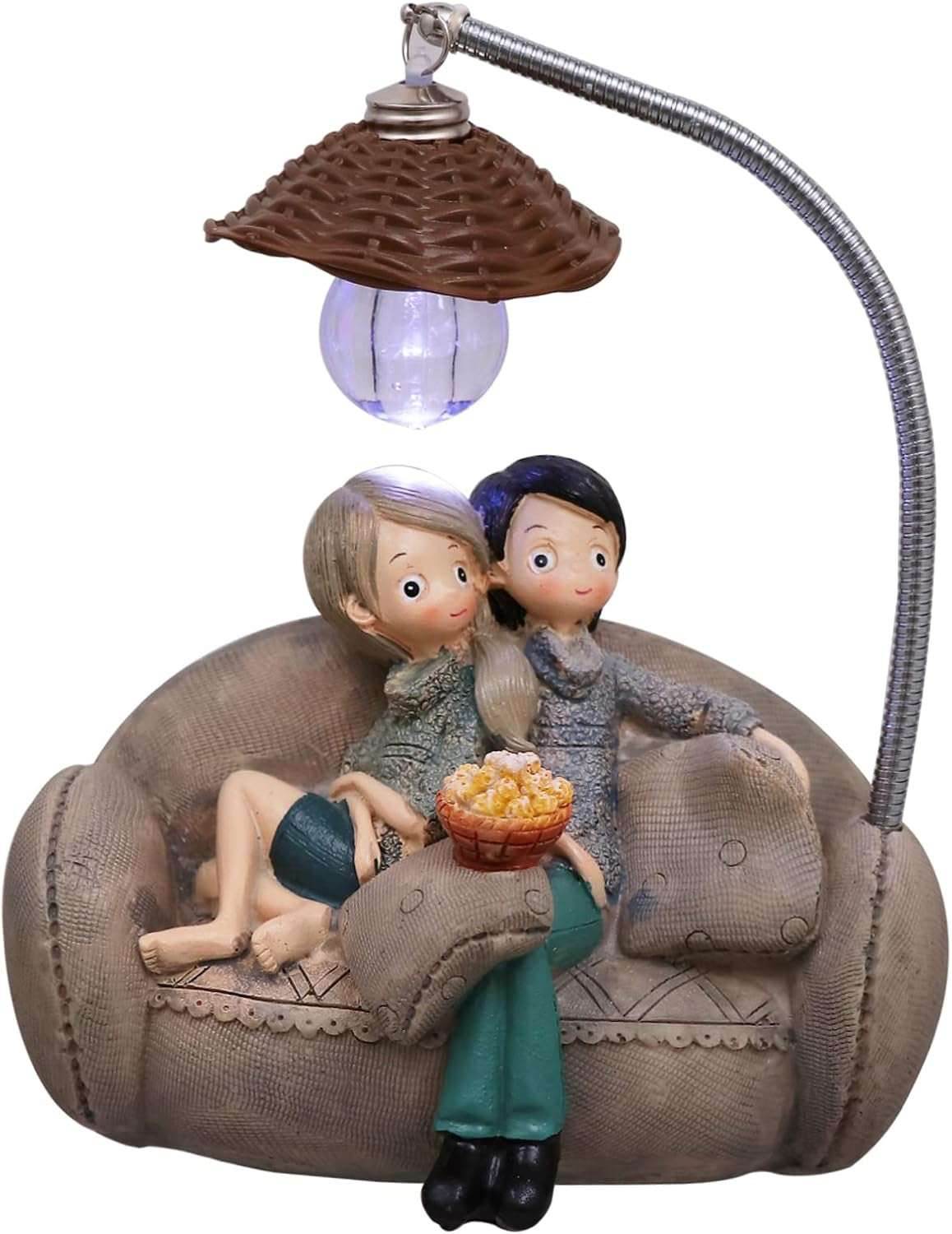UKCOCO Desktop Resin Craft Lamp Cartoon Couple Night Light Stylish Decor for Room Random Style
