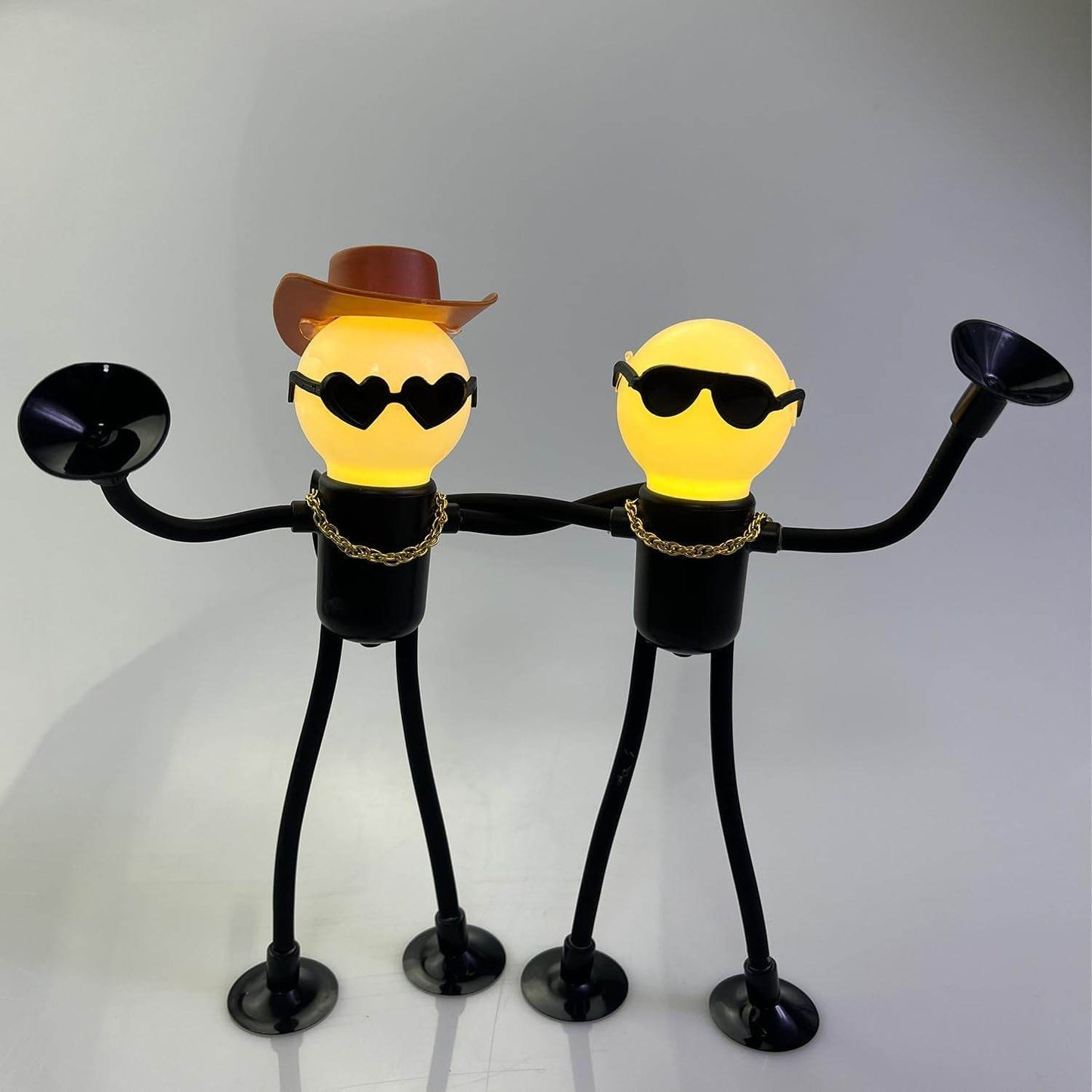 2 Pack Changeable Shape Funny Sportsman Night Light, Fun Night Light with Suction Cup, Versatile Creative Dormitory Small Desk Lamp Light Bulb Person - Send 10 Batteries as (Black)