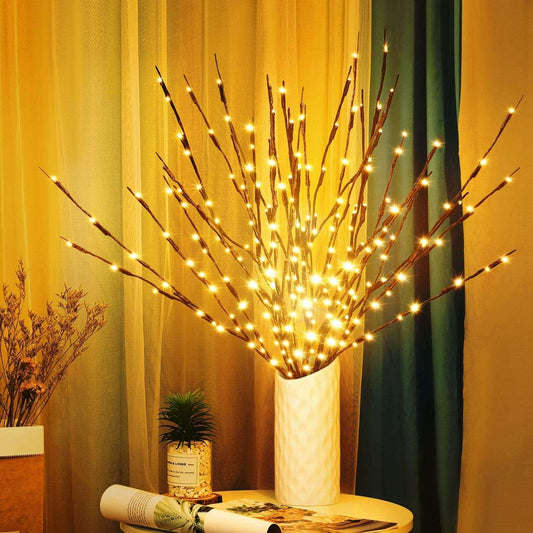 KXCOFTXI 3 Pack Twig Lights, Prelit Branches, USB Plug in Branches Lights with 60 LED Bulbs, Romantic Decorative Iights for Vase, Lighted Tree Branches for Indoor, Plug in Lighted Branches for Party Yellow