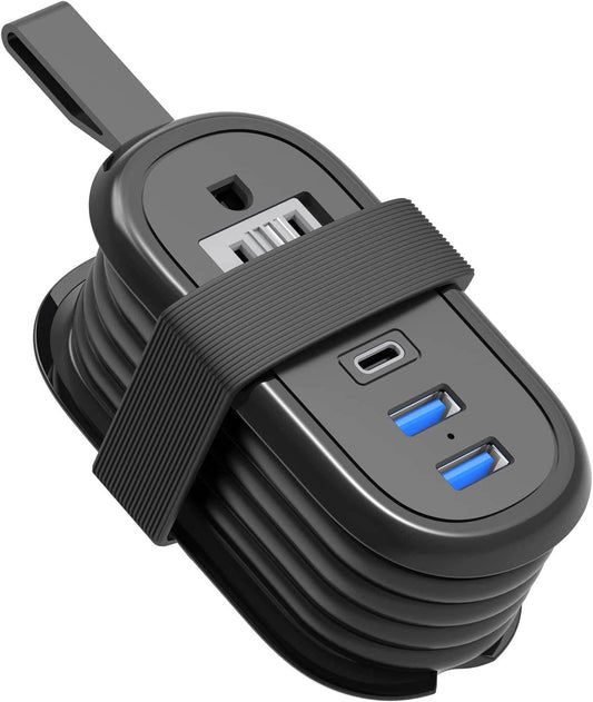 Travel Essentials BEVA Travel Power Strip with USB C Ports, Non Surge Protector with 4FT Travel Extension Cord, 2 Outlets 3 USB Ports, Cruise Ship Essentials Travel Accessories(3.4A Charge Black) 3.4A Charge Black