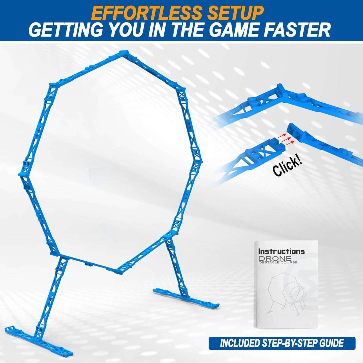 Drone Obstacle Course, Includes 3 Pack Easy to Build Obstacle Hoop, FPV Racing Drone Loop Gate, Suitable Competition RC FPV Racing of Drones or Model Aircraft Games for Age 6-12 Kids or Adults