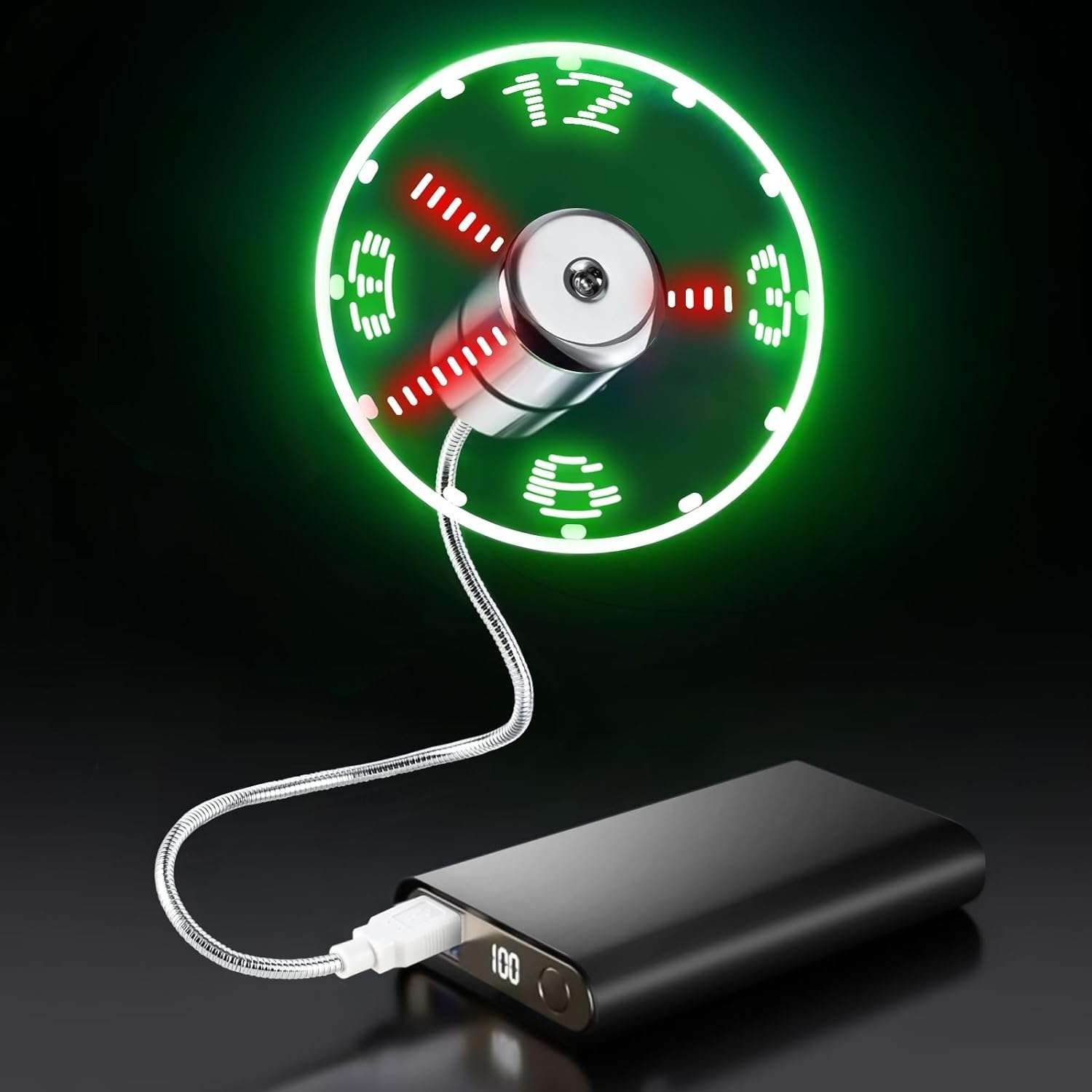 ONXE LED USB Clock Fan with Real Time Display Function