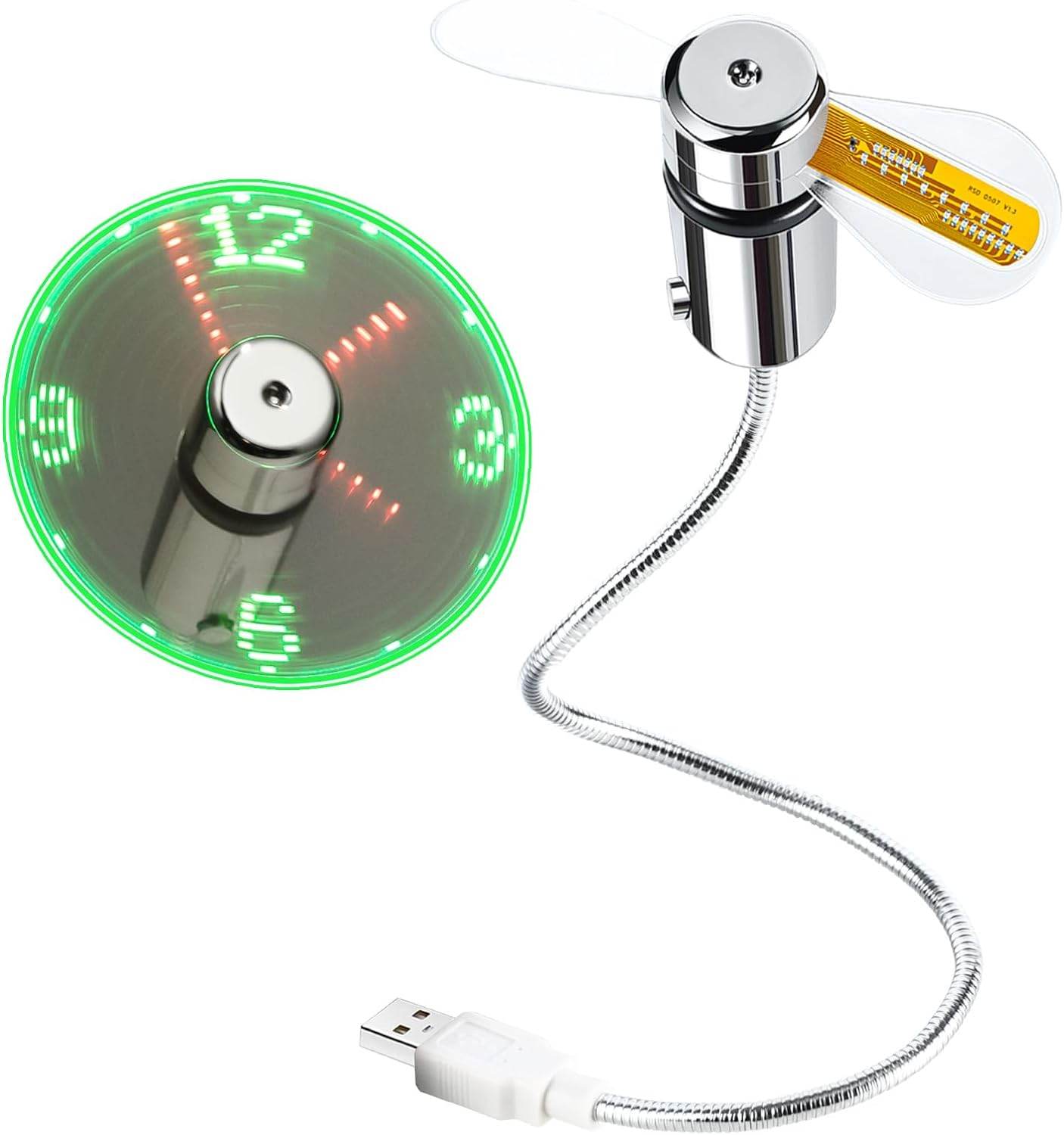 ONXE LED USB Clock Fan with Real Time Display Function