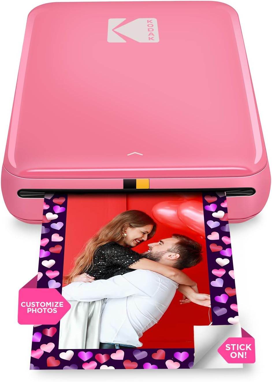 KODAK Step Instant Smartphone Photo Printer - Portable Mini Color Wireless Mobile Printer - Zink 2X3” Sticky-Back Photos - Bluetooth Compatible with Ios & Android Devices - Fun Editing App - White Pink Printer