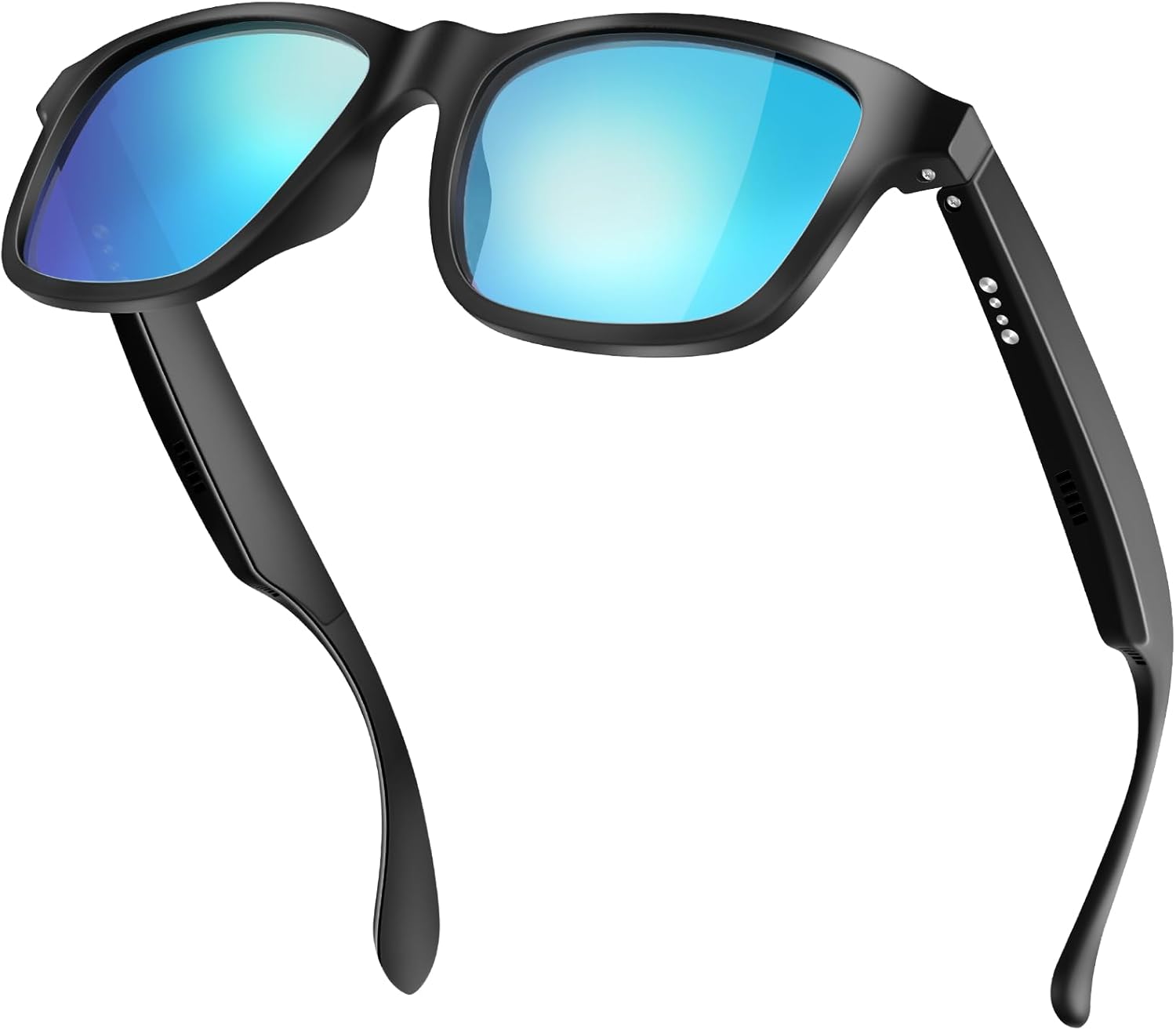 ALOUS Smart Glasses for Men & Women,Bluetooth Glasses with Open Ear Sound Mic & Speakers, Intelligent Touch,Magnetic Charging,Indoor/Outdoor UV Protection and Voice Assistant (Blue Lens) Blue
