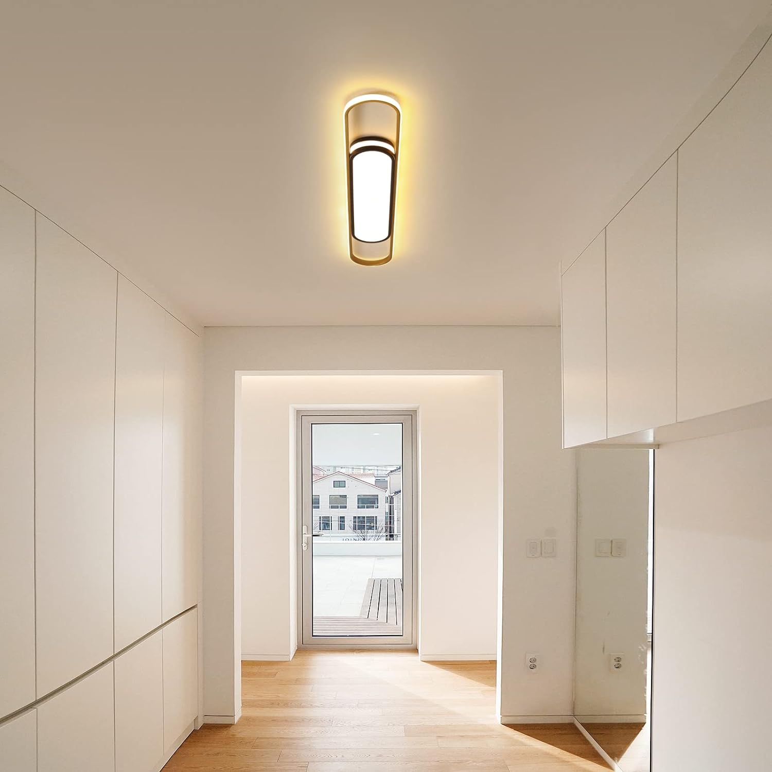 Qcyuui Linear Ceiling Light Modern LED Ceiling Lamp Dimmable Acrylic Ceiling Lighting Fixture with Remote Control for Kitchen Dining Room Cloakroom Hallway(48W/43.3In L)