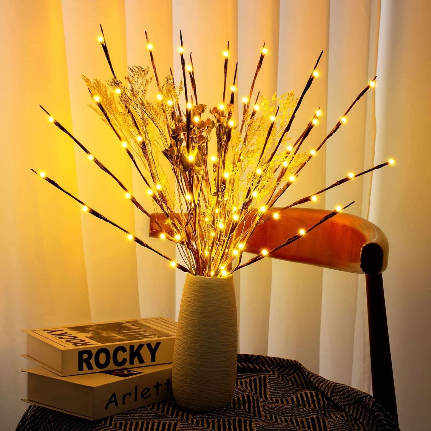 KXCOFTXI 3 Pack Twig Lights, Prelit Branches, USB Plug in Branches Lights with 60 LED Bulbs, Romantic Decorative Iights for Vase, Lighted Tree Branches for Indoor, Plug in Lighted Branches for Party