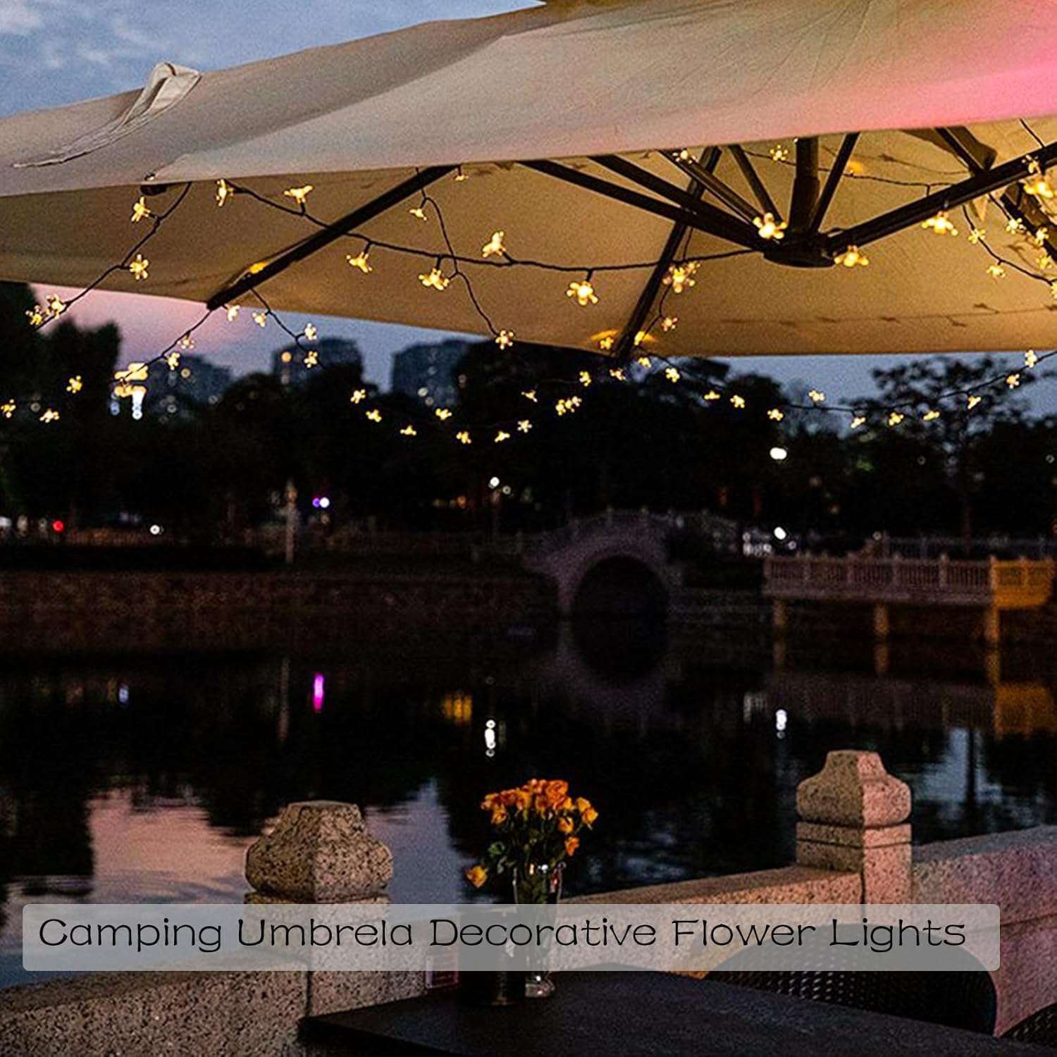 Warm White Flower String Lights with Timer, Cute 33Ft 100 LED USB Plug in Lighted Fairy Cherry Blossom Easter Christmas Tree Decorative Twinkle Lights for Bedroom Camping Tent Wall Hanging