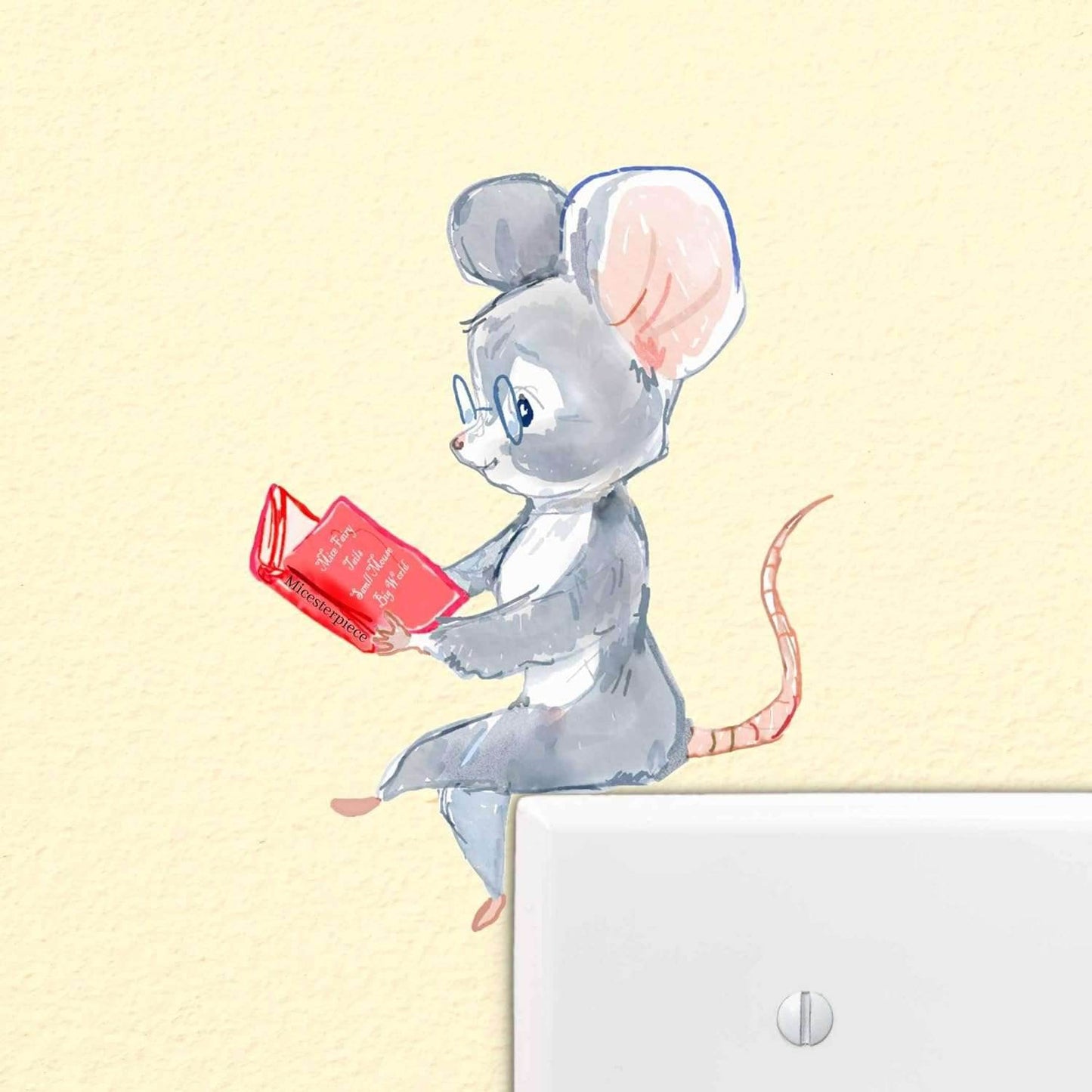 3D Wall Decor Mouse Watching TV in Mouse Hole - Removable Wall Sticker Mural - Kids Room Decor, Fun Home Decor, Unique Gift Idea - Mouse Potato