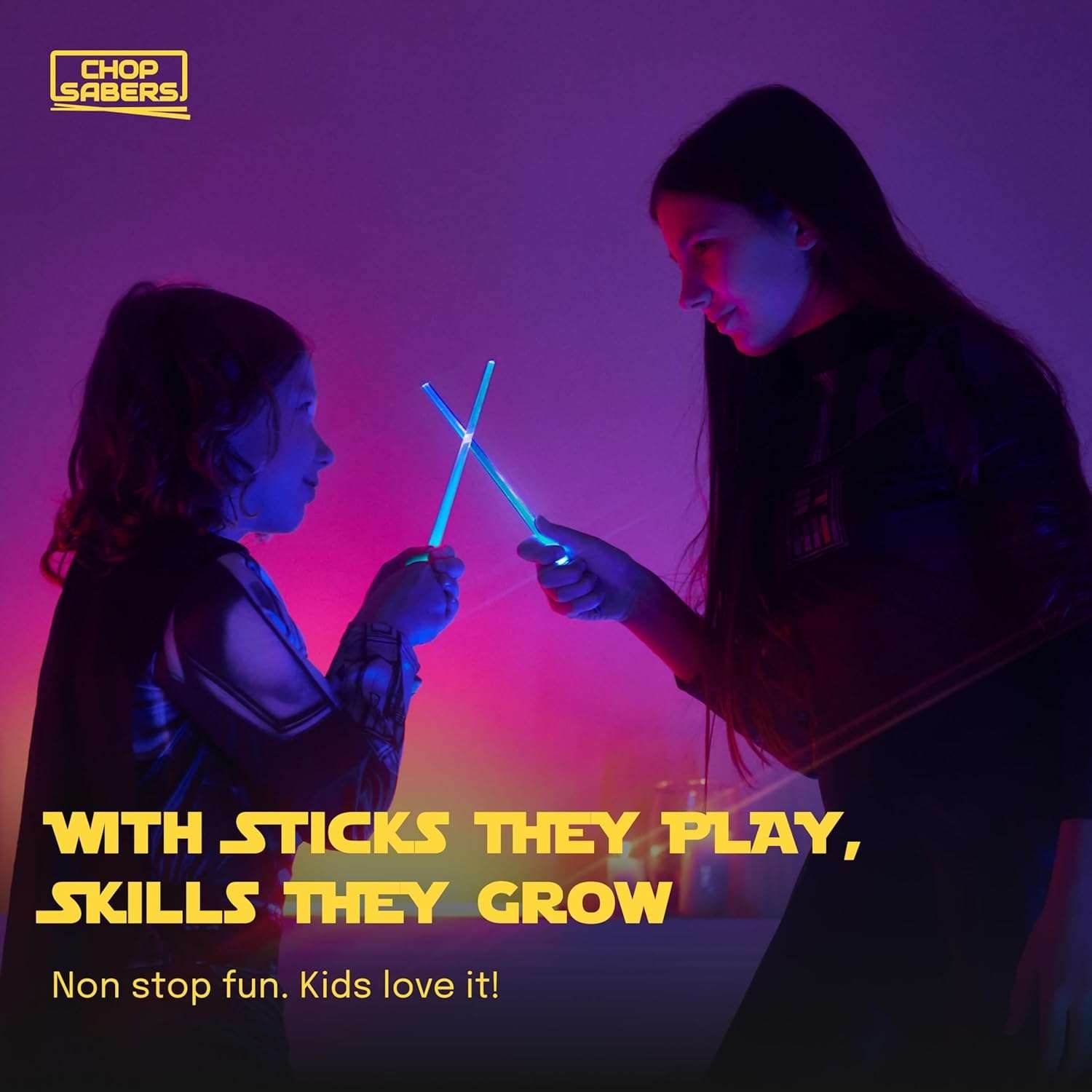 Lightsaber Chopsticks Light up - LED Glowing Light Saber Star Wars Chop Sticks - Reusable Sushi Lightup Sabers Chopstick Set of 1 Blue Pair