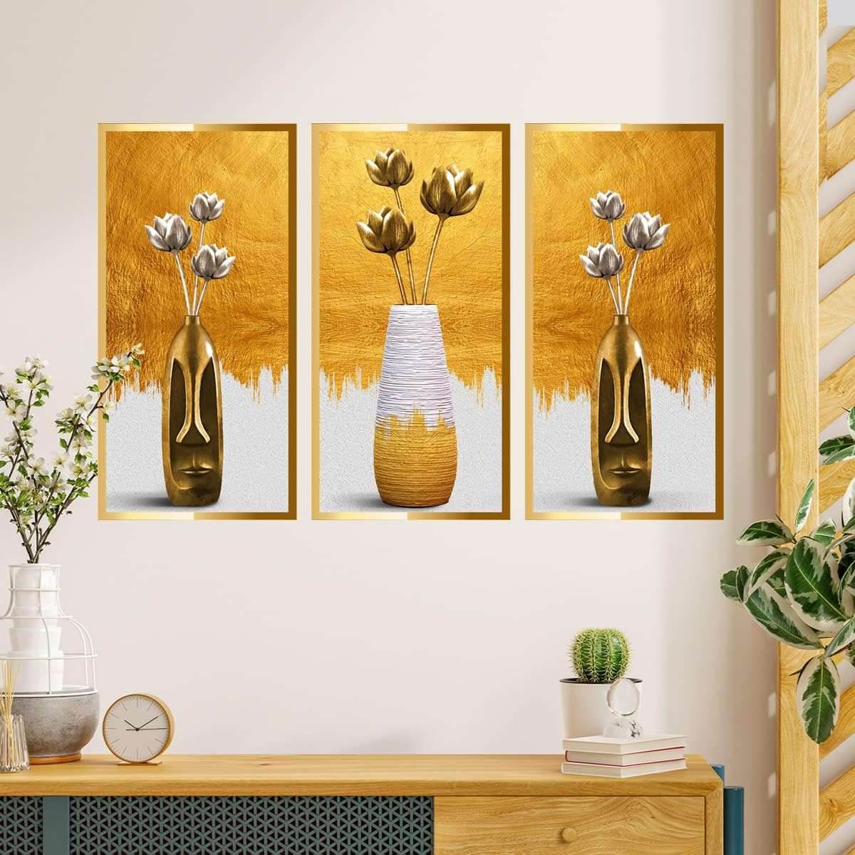 3D Vase Wall Stickers 2Pcs Magnolia Flower Wall Decals Morden Art Magic Pictures Self Adhesive Wall Art Decor for Aisle Entrance Bedroom Living Room Sofa Backdrop Yoga Room Wall Decor (SW-ATW1500)