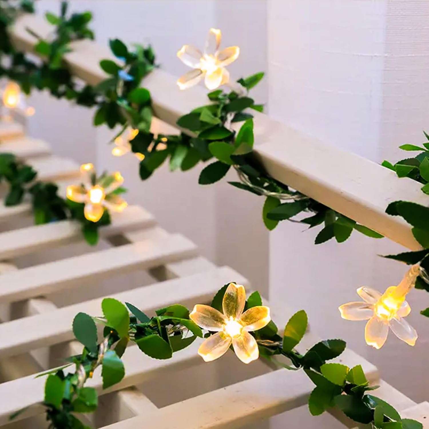 Warm White Flower String Lights with Timer, Cute 33Ft 100 LED USB Plug in Lighted Fairy Cherry Blossom Easter Christmas Tree Decorative Twinkle Lights for Bedroom Camping Tent Wall Hanging
