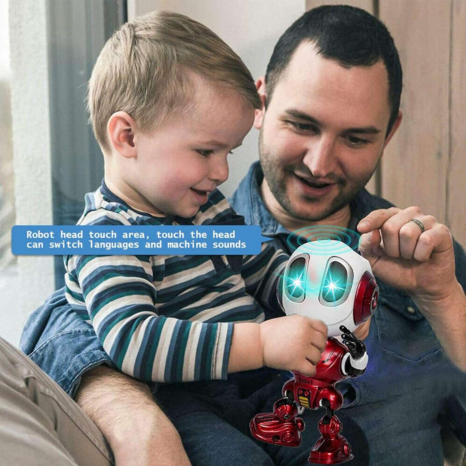 Talking Robot for Kids - Mini Robot That Repeats What You Say, Toys for 4-6 Year Old Girls and Boys, Stocking Stuffers (Red)