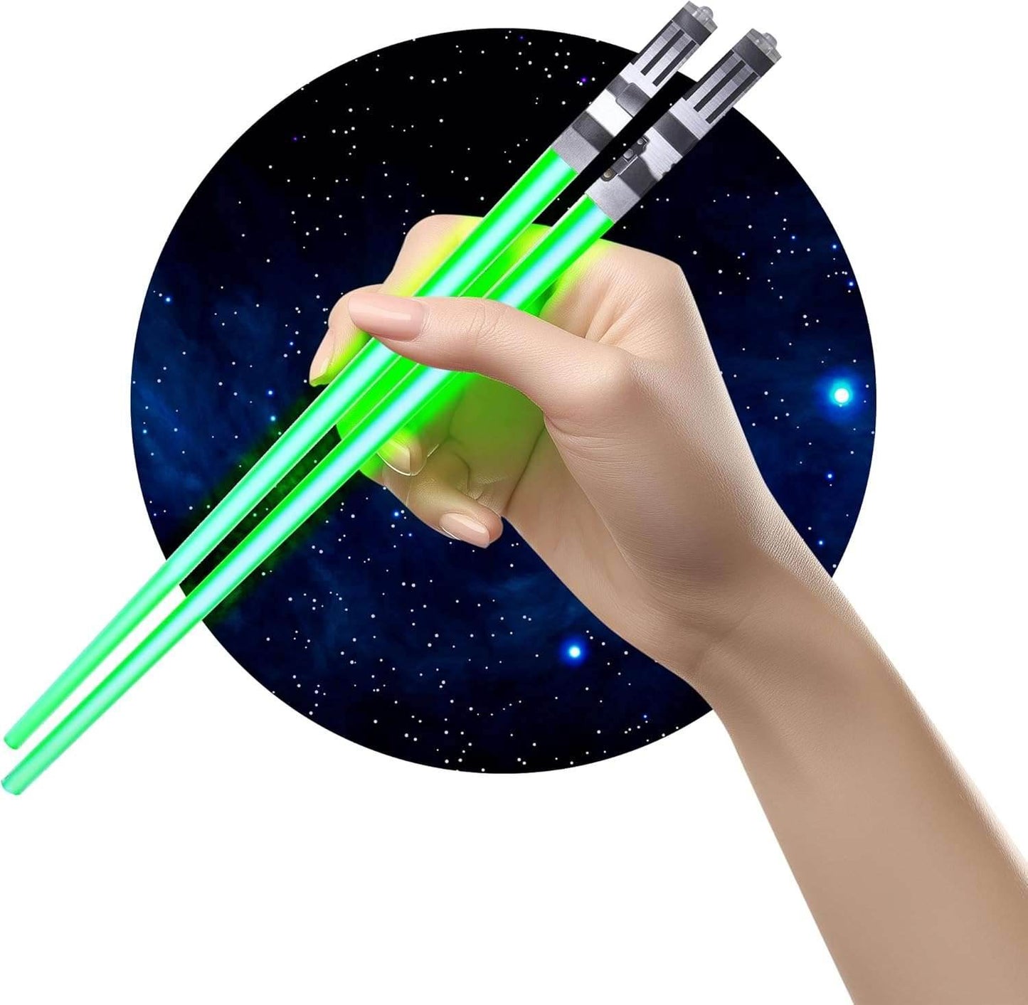 Lightsaber Chopsticks Light up - LED Glowing Light Saber Star Wars Chop Sticks - Reusable Sushi Lightup Sabers Chopstick Set of 1 Blue Pair Green 1 Par