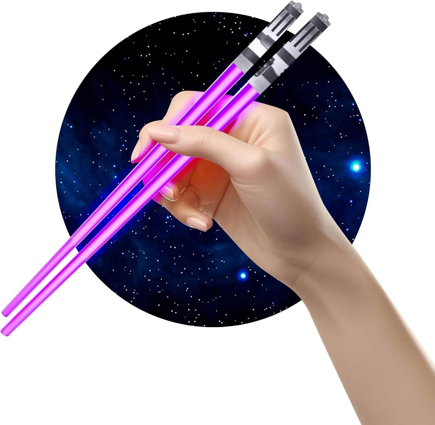 Lightsaber Chopsticks Light up - LED Glowing Light Saber Star Wars Chop Sticks - Reusable Sushi Lightup Sabers Chopstick Set of 1 Blue Pair Purple 1 Pairs