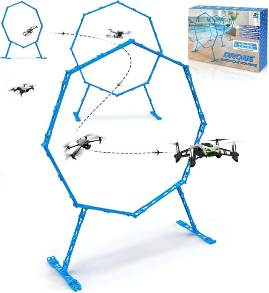Drone Obstacle Course, Includes 3 Pack Easy to Build Obstacle Hoop, FPV Racing Drone Loop Gate, Suitable Competition RC FPV Racing of Drones or Model Aircraft Games for Age 6-12 Kids or Adults Blue *3 Pack