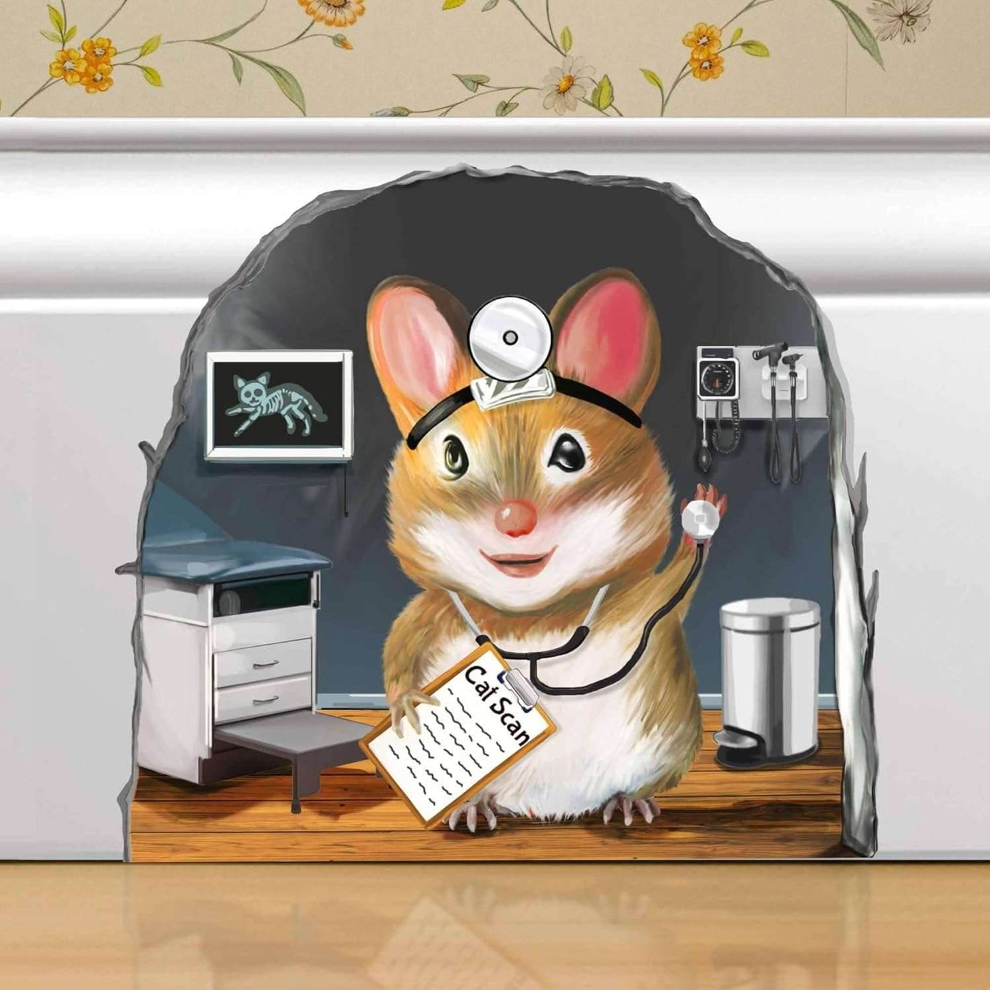 3D Wall Decor Mouse Watching TV in Mouse Hole - Removable Wall Sticker Mural - Kids Room Decor, Fun Home Decor, Unique Gift Idea - Mouse Potato