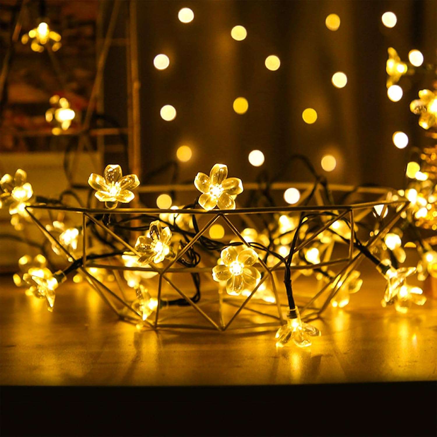 Warm White Flower String Lights with Timer, Cute 33Ft 100 LED USB Plug in Lighted Fairy Cherry Blossom Easter Christmas Tree Decorative Twinkle Lights for Bedroom Camping Tent Wall Hanging