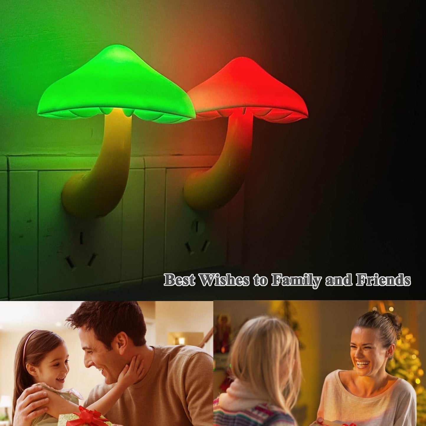 Sensor LED Night Light, Color Changing Mushroom Night Light Plug-In Wall Based Lamp, Gift for Kids Adults, Cute Mushroom Nursery Light for Bedroom, Bathroom, Kitchen, Hallway and Stairs
