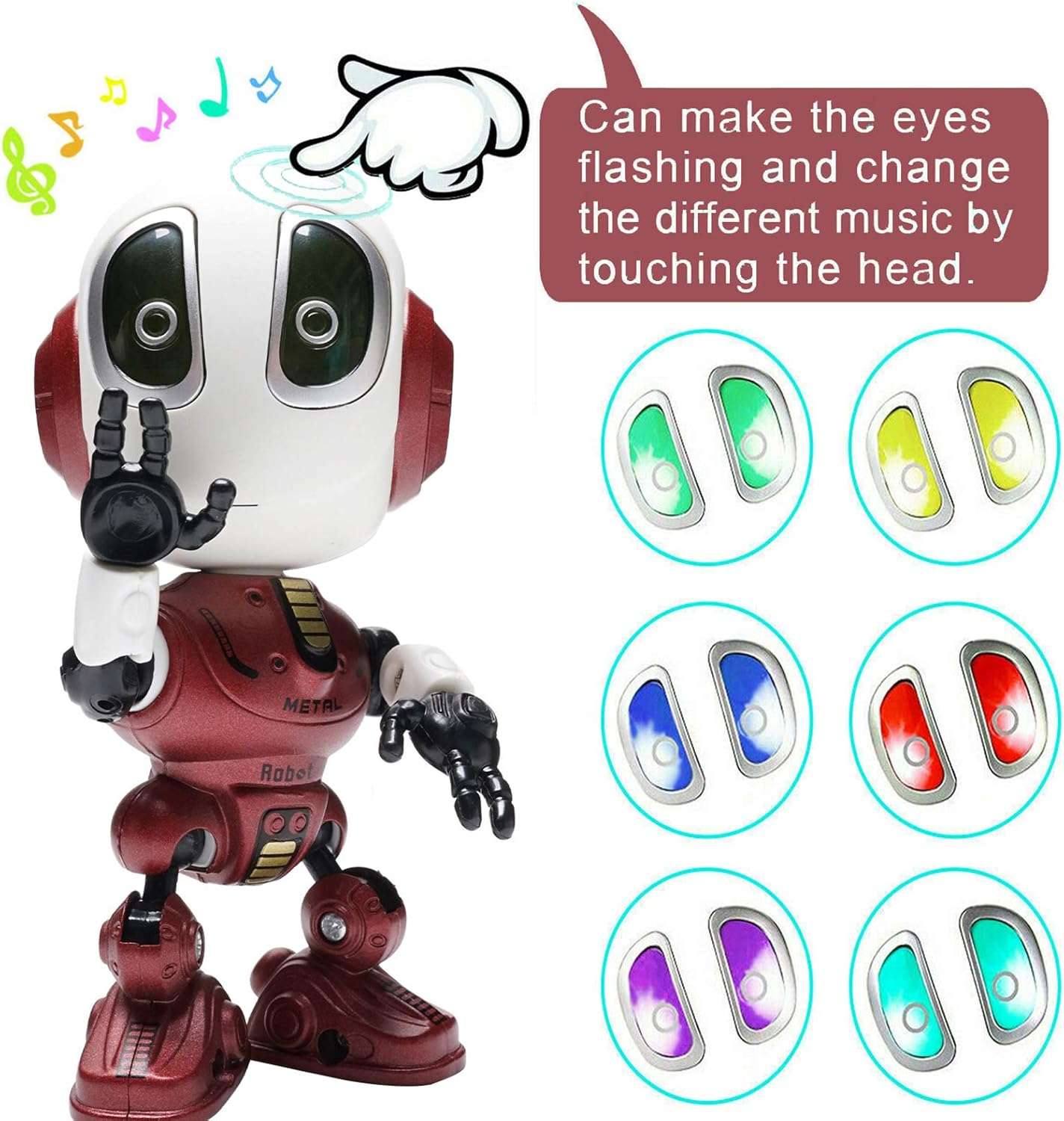 Talking Robot for Kids - Mini Robot That Repeats What You Say, Toys for 4-6 Year Old Girls and Boys, Stocking Stuffers (Red)