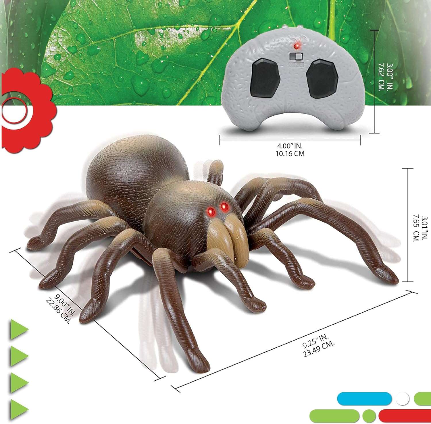Discovery Kids RC Moving Tarantula Spider, Wireless Remote Control Toy for Kids, Great for Pranks and Halloween Decorations, Realistic Scurrying Movement, Glowing Scary Red LED Eyes