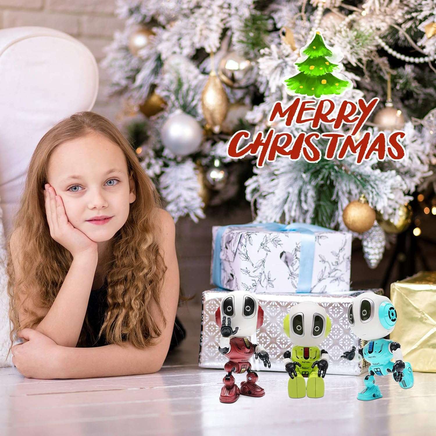 Talking Robot for Kids - Mini Robot That Repeats What You Say, Toys for 4-6 Year Old Girls and Boys, Stocking Stuffers (Red)