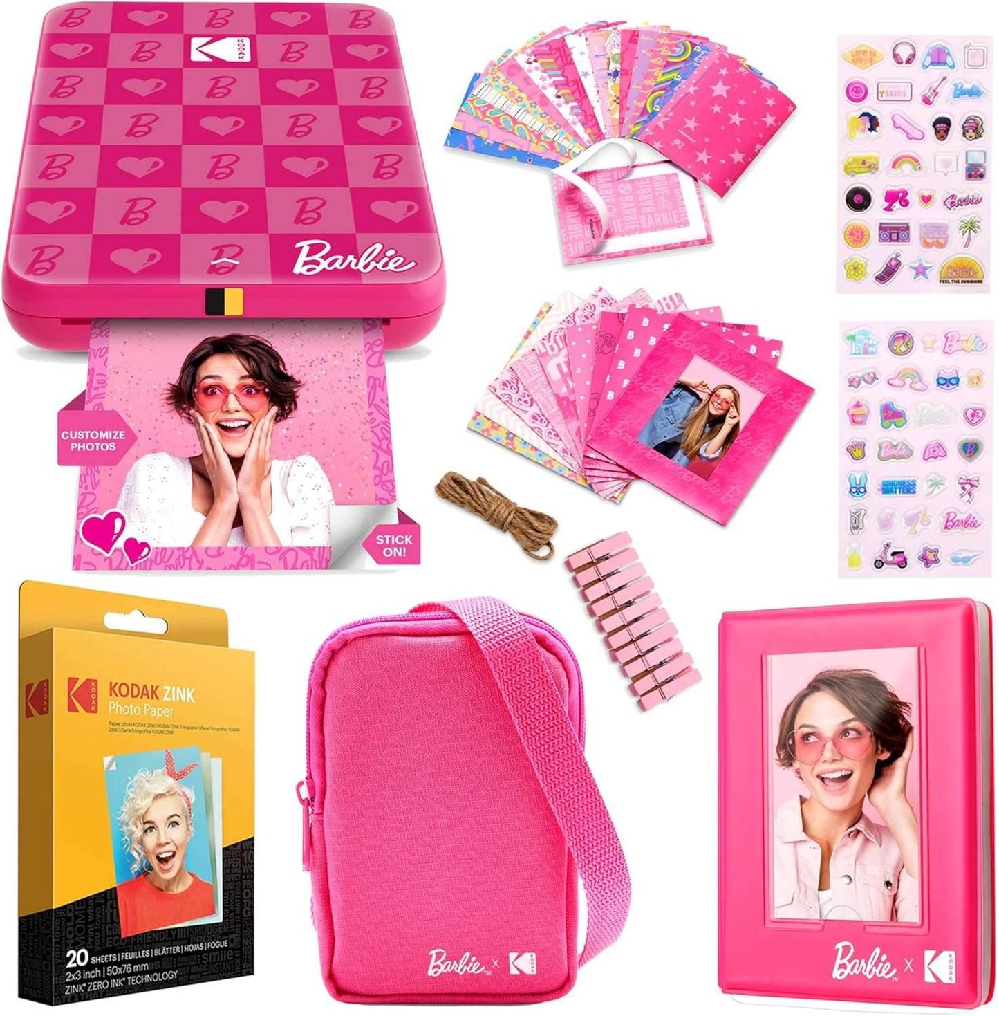 KODAK Step Instant Smartphone Photo Printer - Portable Mini Color Wireless Mobile Printer - Zink 2X3” Sticky-Back Photos - Bluetooth Compatible with Ios & Android Devices - Fun Editing App - White Barbie Iconic Starter Bundle