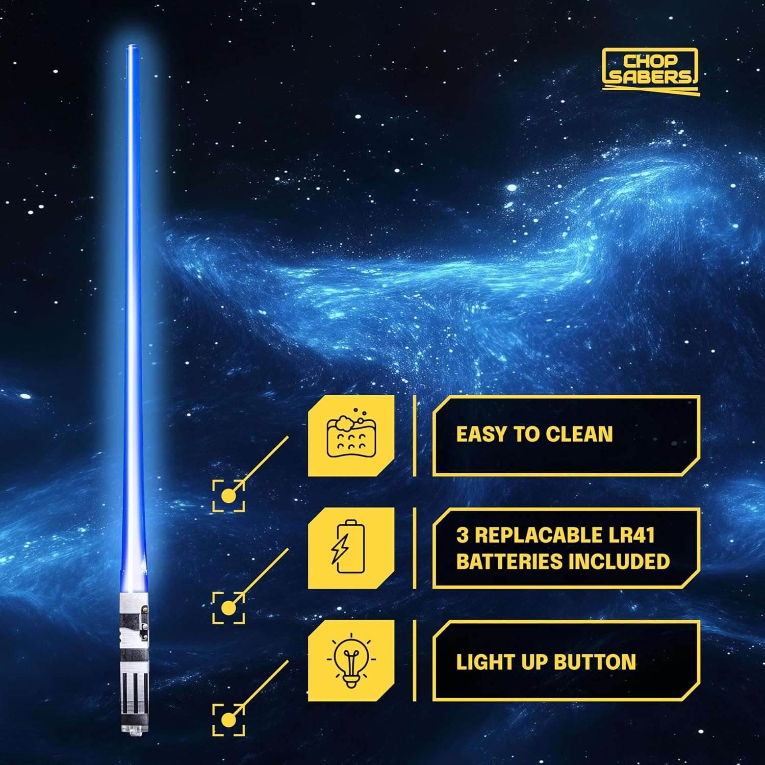 Lightsaber Chopsticks Light up - LED Glowing Light Saber Star Wars Chop Sticks - Reusable Sushi Lightup Sabers Chopstick Set of 1 Blue Pair