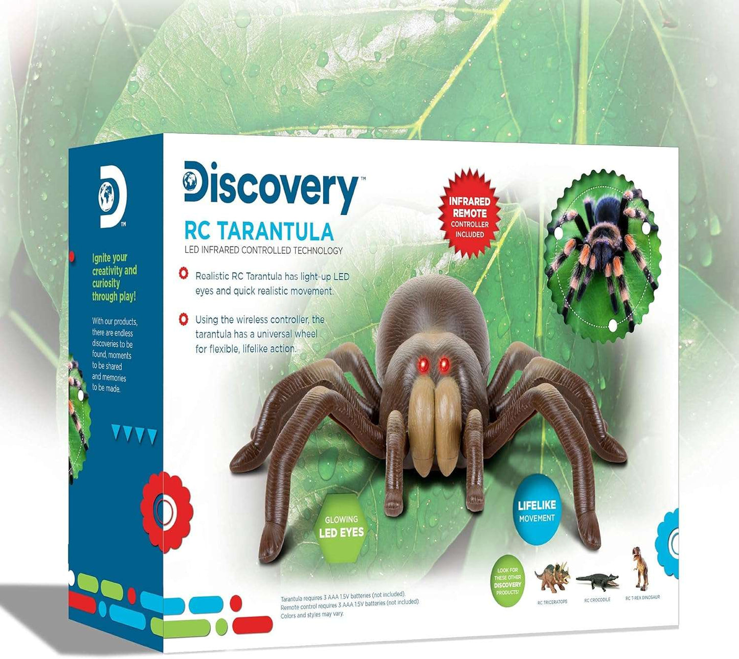 Discovery Kids RC Moving Tarantula Spider, Wireless Remote Control Toy for Kids, Great for Pranks and Halloween Decorations, Realistic Scurrying Movement, Glowing Scary Red LED Eyes
