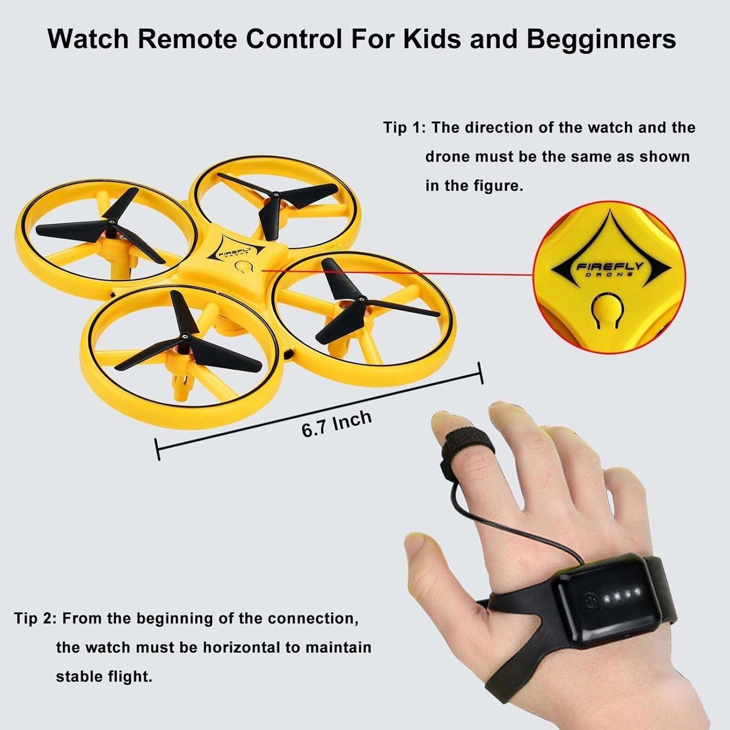 2025 Upgraded Hand Controlled Drone for Kids,Somatosensory Aircraft with Smart Watch Controlled, Gesture Sensing Aircraft Cool LED Remote Control Drone 360° Flips,Quadcopter,Toys Gifts for Boys and Girls